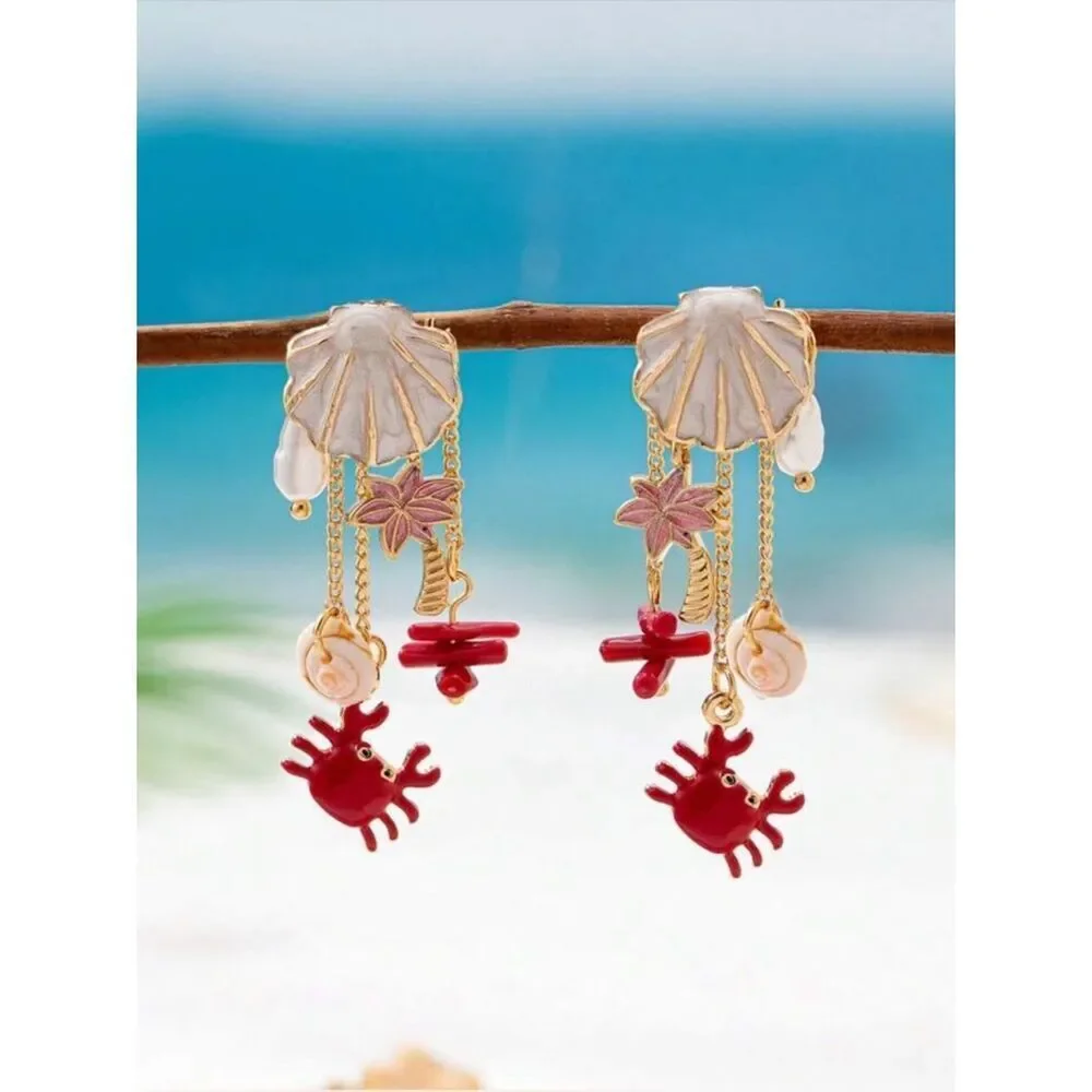 Crab dangle earrings S1343